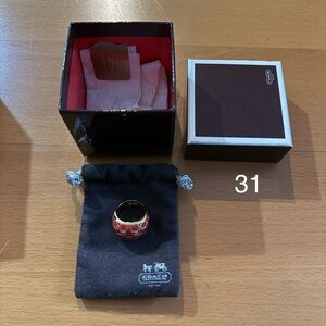 Coach Signature Miranda Salmon and Gold Enamel Ring. (31)